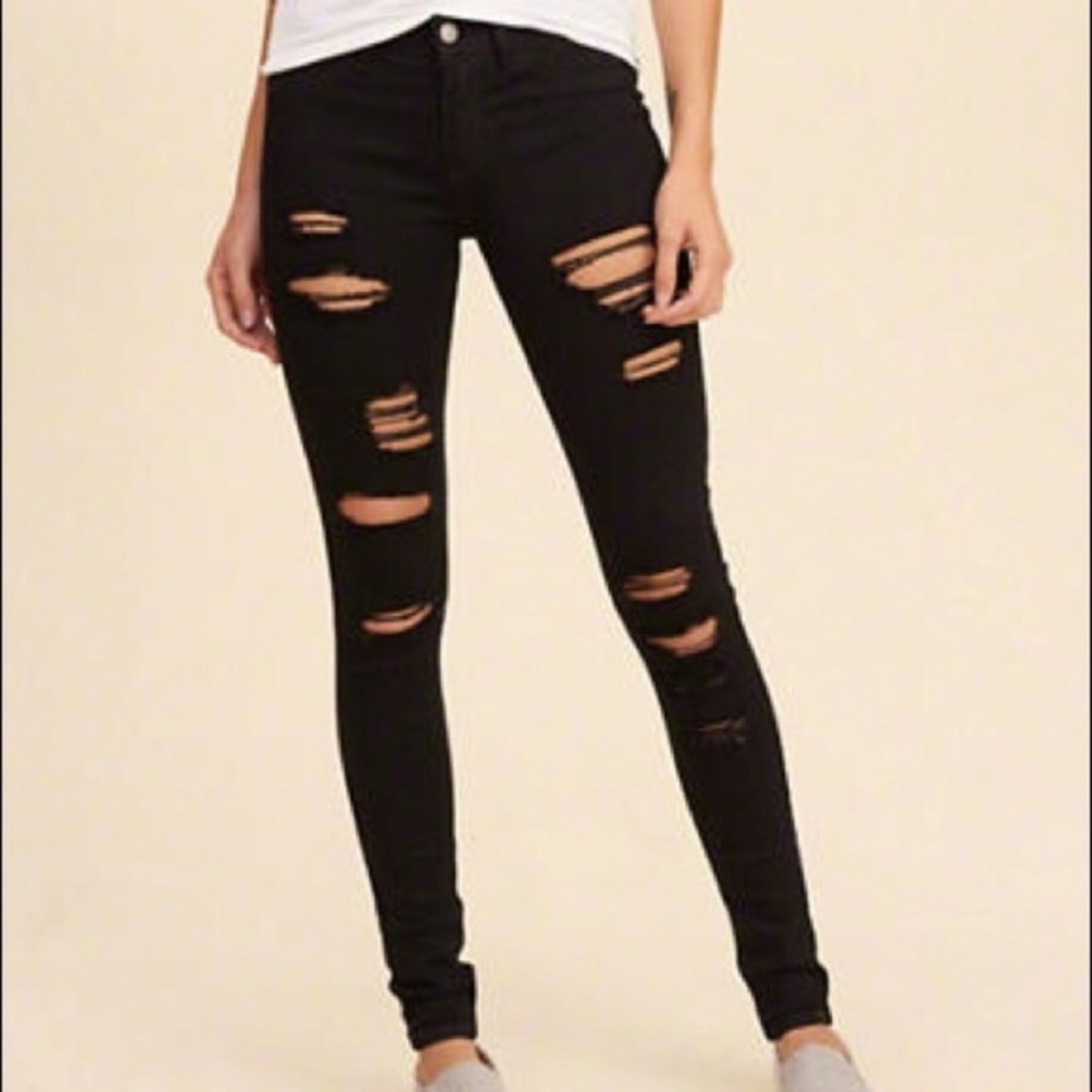 Black Ripped Hollister Jeans